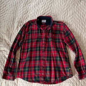 Barbour Red and Green Plaid Button-Down Shirt